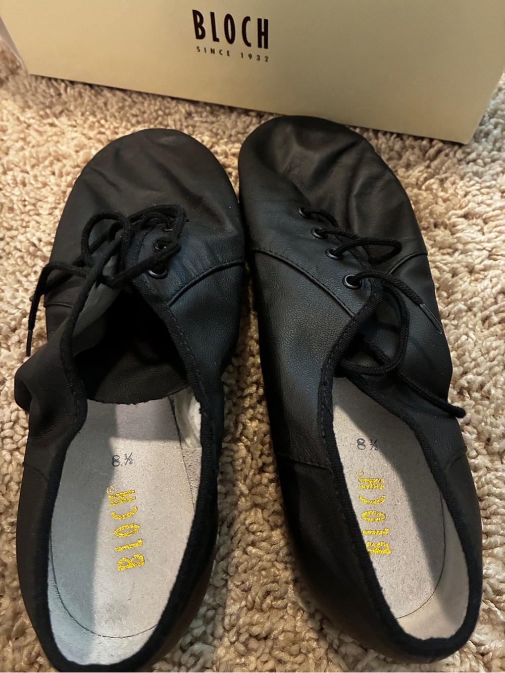 Bloch Black Lace-Up Jazz Flats
